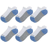 Sunew Boys & Girls Athletic Low Cut Ankle Socks - Cushioned Comfort Running Sport Socks, 6-Pair White & Blue, 5-8 Years