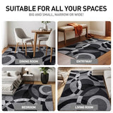 Rugshop Overlapping Circles Contemporary Abstract Area Rug Gray 10' x 14'
