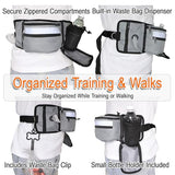 Dog Training Treat Pouch with Poop Bag Dispenser, Secure Zipper Pouch, Puppy Reward Bag, Hands-Free Waist Belt, Reflective Design for Walking and Obedience Training, Black