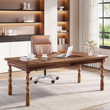 Large Executive Office Desk, 62.2-Inch Farmhouse Modern Computer Desk, Mid Century Study (Walnut)