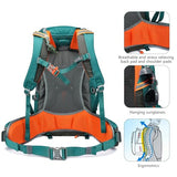 MIVENTO 35L Hiking Backpack - Water-Resistant Nylon Bag with Top Flap Cover, Camping Travel Daypack for Men Women ﻿ (Green)