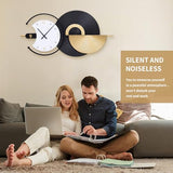 Anmotpe Large Wall Clock Geometric Oversize Modern Clocks Battery Operated Gold Iron Silent Non-Ticking Big Clocks for Living Room, Kitchen, Dining Room, Bedroom