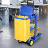 tonchean Commercial Janitorial Cart, 3-Shelf Housekeeping Cart with 22 Gallon Vinyl Bag & Cover, Large Cleaning Cart with Wheels for Hotel