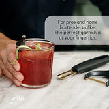 A Bar Above Black Handle Stainless Steel Channel Knife, Chef-Grade Citrus Garnish Tool, Zester and Fruit Peeler for Cocktails, Culinary Presentation, and Kitchen Use