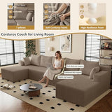160" Cloud Sectional Boneless Couch U Shaped with Double Chaise, Comfy Corduroy Modular Sectional Couches for Living Room