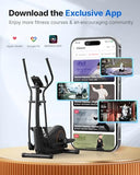 MERACH Elliptical Exercise Machine Trainer for Home with 16.5IN Stride, Hyper-Quiet Magnetic Driving System with 16 Resistance Levels, Multi-Function Display, Heart Rate Monitor Exercise Equipment