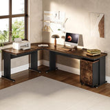 LITTLE TREE 83 Inch L-Shaped Office Desk with Drawers, Large Executive Office Desk