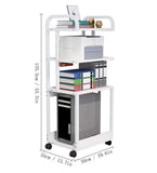 SHSWUD Printer Rack Floor-Standing Printer Stand with Wheels 4-Layer Cart Mobile Fax Machine Rack for Office Printer Shelves(C)