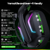 Laptop, Mac & Switch, Dual Low-Latency 2.4GHz USB/Type-C, Bluetooth Gaming Headphones with ENC Mic for Gamecube