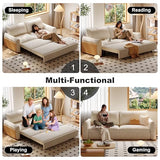 71.65" Loveseat Convertible Sleeper Sofa, Linen Fabric Pull Out Couch, 3-in-1 Sofa Bed