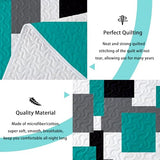 Tyrot 3 Piece Teal/Turquoise Grey Quilt Set King Size Black White Geometric Reversible Bedding Set Microfiber Lightweight Bedspread Coverlet with 2 Shams Modern Bed Covers for All Season, 106''x96''