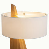 Obelisk Floor Lamp by Nova of California - Natural Ash Wood & White Cotton-Linen Shade, Modern Mid-Century Lamp for Living Rooms, Offices, & Bedrooms