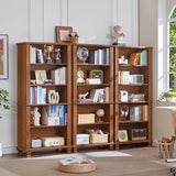 SAVOR LIFE 70" Tall Brown Bookshelf,5 Tier Wooden Book Shelf
