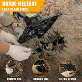 HEINPRO Cordless Tiller Cultivator Compatible with Dewalt 20V MAX Battery, 9In Tilling Width & 7In Depth Electric Tiller for Gardening (Tool Only)