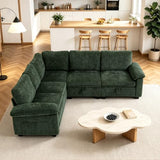 85 Inch Modular Sectional Sleeper Sofa with Pull Out Bed,L Shaped 5 Seat Sectional Couch with Storage