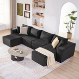 135.4" Modular Boneless Couch, Sectional Couches for Living Room, Black