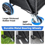 Folding Shopping Cart with Removable Waterproof Liner, 450LBS Capacity Grocery Cart with 39.5 Gal Dual Basket & 360° Swivel Wheels
