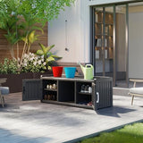 EasyUp Shoe Bench Waterproof,Resin Shoe Cabinet,Outdoor Storage,Industrial Hallway Bench with Adjustable Shelves for Entryway,Living Room,Bedroom(Deep Black,Two-Door)