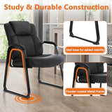 CLATINA Big and Tall Office Chair 500lbs Leather Reception Chair with Bonded Padded Armrest Wide Seat Sled Base Desk Chair