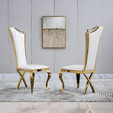 HomVent 68''Gold Faux Marble Dining Table Set with 6 Leather Chair