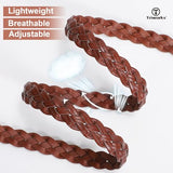 TRIWORKS 2 Pack Women's Leather Braided Skinny Belts Woven Thin Waist Belts for Jeans Pants Dresses