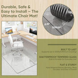 Office Chair Mat for Carpet, Tempered Glass Chair Mat with Rounded Corners and Polished Edges