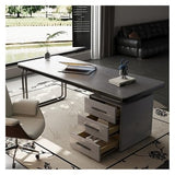 zhongxlla Standing Desk, Office Desk with Gray Rock Slab Top, Spacious