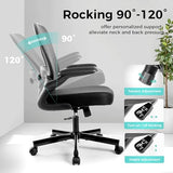 ALPHA HOME Ergonomic Office Chair with Adjustable Thickened Lumbar Support and Comfortable Design – Ideal Desk Chair for Home and Office, Black