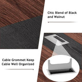 8FT Conference Table, 94.5" D x 47.3" W x 29.5" H Oval Meeting Table with Rectangle Grommet, Modern Seminar Boardroom Table (8ft, Walnut & Black)