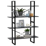 Modern Grey Wooden Bookshelf 100x30x140 cm - 4-Tier Room Divider & Storage Shelf for Living Room & Office - Stylish Space-Saving File Cabinet & Organizer