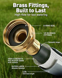 AOGOW Retractable Garden Hose Reel: 1/2 in x 100 ft Wall Mounted Water Hose Reel with 10-Function Nozzle, Hose Reels for Outside, Any Length Lock, Brass Fittings, Slow Auto Rewind & 180° Swivel