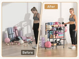 Glocryp Dumbbell Rack, Utility Weight Storage Racks, Home Gym Storage for Dumbbell Set，Kettlebells，Yoga Mat and Workout Equipment