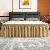 ANARACHON Twin Bed Skirt, Elastic Wrap Around Bed Skirt Twin Size, Bed Skirts for Adjustable Bed, Easy Fit with 18" Drop Length Tailored Drop Dust Ruffle (Gold)