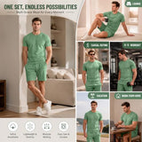 GINGTTO Summer Outfits for Men 2026 Mens Short Sets 2 Piece Outfit for Beach Vacation Green XX-Large