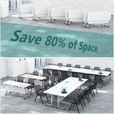 10 Pack Folding Conference Table,Modular Conference Room Table with Wheels,2-60 Person Modern Flip Top Nesting Mobile Tables,Space Saving Training Tables for Office