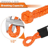 Aomifunny Synthetic Soft Shackle Rope, 2-Pack 1/2in x 22in, 56000 Lbs Breaking Strength, Synthetic Road Recovery Rope for Sailing SUV ATV 4X4 Truck Jeep Safer Than Metal Shackle (Orange)