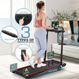 Treadmill with Desk Workstation & Adjustable Height, 450 LBS Weight Capacity, Folding Treadmill with 15% Incline, Bluetooth Speaker