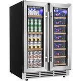 EUHOMY Wine and Beverage Refrigerator, 24 Inch Dual Zone Wine Cooler