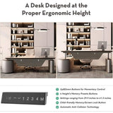 SAINTCY Large Executive Office Desk with File Cabinet, 86.6 Inch Sit & Stand L Shaped Executive Desk, Adjustable Luxury Office Desks for Boss
