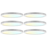 LUXRITE 9 Inch LED Flush Mount Ceiling Light, LED Surface Mount, 5CCT 2700K-5000K, 1500 Lumens, CRI90, 110° Beam, 18 Watt, Dimmable, Wet Rated & UL Listed, Round Slim + Brushed Nickel Trim (6 Pack)