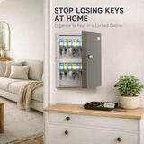 32 Key Lock Box - Wall Mounted Key Cabinet with 3-Digit Combination Lock & Backup Key