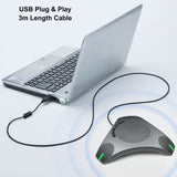 Conference Speaker and Microphone, 360° Omnidirectional USB Speakerphone Microphone with USB Hub, Noise Reduction/Echo Cancellation PolaTab