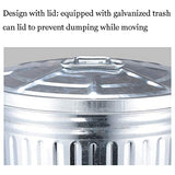 This 35L Kitchen Trash Can with Lip - Round Galvanized Recycling Bin for Patios Bathrooms & Par - Waste Bin