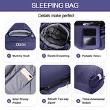 QEZER Down Mummy Sleeping Bag for Adults, 54°F to 28°F Warm Weather Lightweight Compact for Camping Backpacking Hiking, Outdoor Sleeping Bag with 600 Fill Power Down