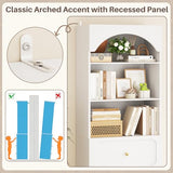 Cyclysio 80" Tall Bookshelf with 3 Drawers, Arched Bookcase with 3 Open Shelves