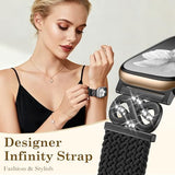 Magnetic Braided Infinity Loops Band Compatible with Apple Watch Bands Women 41mm 40mm 38mm 42mm, Stretchy Nylon Elastic Sport Replacement Strap Wristband for iWatch Series 11 10 9 8 7 6 5 4 SE 3 2 1