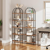 HOOBRO 5 Tier Open Bookshelf, Industrial Arched Bookcase Display Shelf Rack, Rustic Brown BF176SJ01