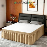 ANARACHON Queen Bed Skirt, Elastic Wrap Around Bed Skirt Queen Size, Bed Skirts for Adjustable Bed, Easy Fit with 18" Drop Length Tailored Drop Dust Ruffle (Gold)