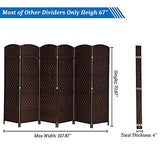 VINGLI 6-Panels Tall Rattan Room Divider, 6 FT Folding Privacy Screen, Indoor Partition Wall Dividers