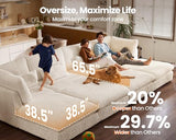Oversized Corduroy Couch Modular Sectional Sofa, Washable Cloud Couch Sectional with 4 Ottoman, 8 Seater Sectional Couches for Living Room